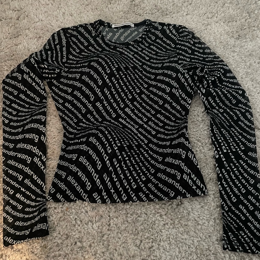 Alexander Wang Monochrome Logo-print Mesh Top